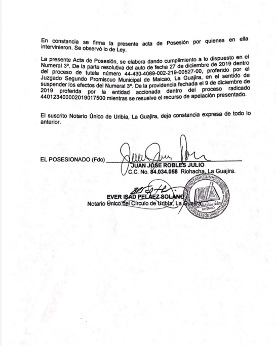 Alcalde de Manaure: Polémica posesión de Alcalde de Manaure a quien Tribunal suspendió elección Alcalde de Manaure: Polémica posesión de Alcalde de Manaure a quien Tribunal suspendió elección