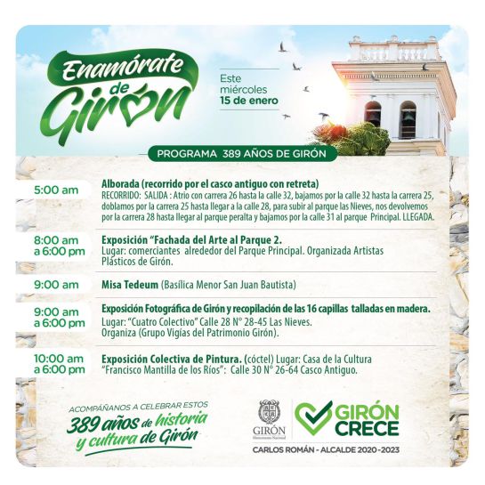 CELEBRACIÓN CULTURAL FIESTA CUMPLEAÑOS GIRON 389 2019: Girón celebra sus 389 años CELEBRACIÓN CULTURAL FIESTA CUMPLEAÑOS GIRON 389 2019: Girón celebra sus 389 años