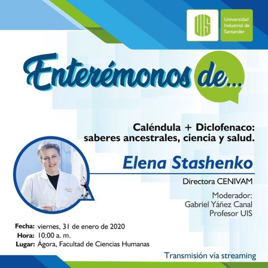 BUCARAMANGA UIS DOLODED ELENA STASHENKO LABORATORIOS: Profesora Stashenko hablará en público sobre caléndula y diclofenaco BUCARAMANGA UIS DOLODED ELENA STASHENKO LABORATORIOS: Profesora Stashenko hablará en público sobre caléndula y diclofenaco