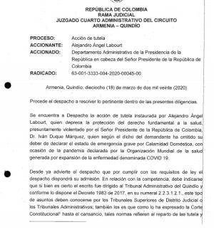 Admiten tutela contra presidente Duque Admiten tutela contra presidente Duque