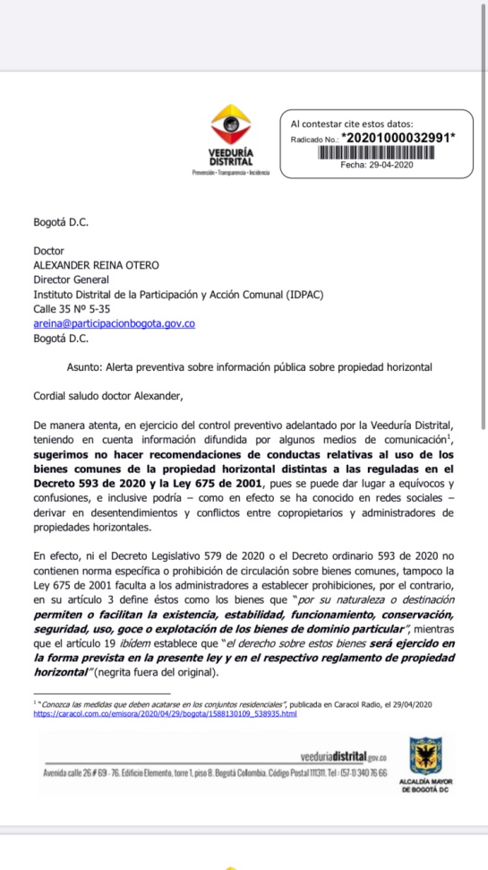 Medidas en conjuntos recidenciales: Veeduría pide aclarar medidas en conjuntos Medidas en conjuntos recidenciales: Veeduría pide aclarar medidas en conjuntos