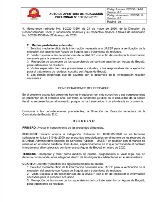 Directora de la UAESP: Contraloría de Bogotá investiga a la directora de la UAESP Directora de la UAESP: Contraloría de Bogotá investiga a la directora de la UAESP