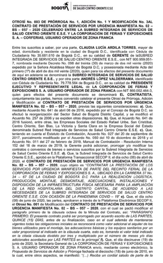 Noticias Bogotá: Por un mes se extiende contrato en el hospital de Corferias Noticias Bogotá: Por un mes se extiende contrato en el hospital de Corferias