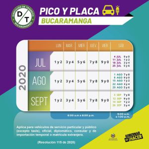 Bucaramanga pico y placa tránsito rotación 1 de julio: Desde hoy 1 de julio rota el pico y placa Bucaramanga pico y placa tránsito rotación 1 de julio: Desde hoy 1 de julio rota el pico y placa