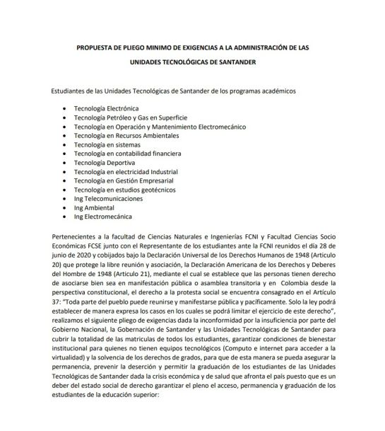 Educación protestas Unidades Tecnológicas de Santander matricula cero: Ultimátum de estudiantes de las UTS para matrícula cero Educación protestas Unidades Tecnológicas de Santander matricula cero: Ultimátum de estudiantes de las UTS para matrícula cero
