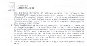 Plan desarrollo, Armenia, Concejo, Objeciones, Economía, Política: Alcalde (e) de Armenia objetó los dos proyectos del plan de desarrollo Plan desarrollo, Armenia, Concejo, Objeciones, Economía, Política: Alcalde (e) de Armenia objetó los dos proyectos del plan de desarrollo