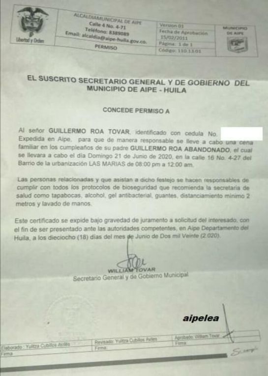 Fiestas en la pandemia: Polémica por permisos para fiestas en Aipe Huila Fiestas en la pandemia: Polémica por permisos para fiestas en Aipe Huila