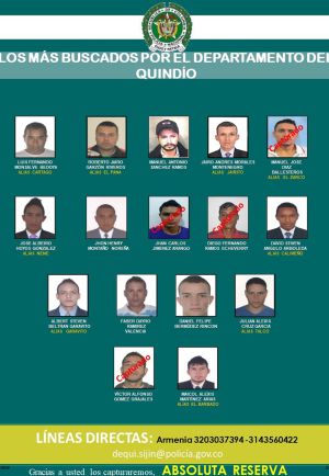 Quindío más buscados: Policía visibilizó el cartel de los delincuentes más buscados del Quindío Quindío más buscados: Policía visibilizó el cartel de los delincuentes más buscados del Quindío