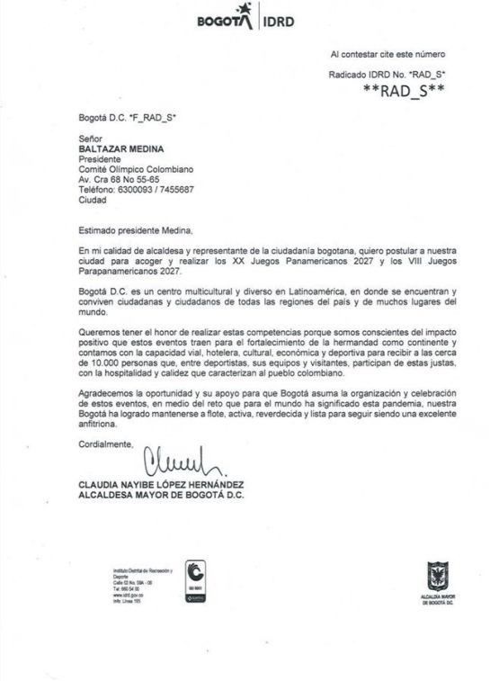 Noticias Bogotá: Bogotá confirmó su postulación para ser sede de los Juegos Panamericanos Noticias Bogotá: Bogotá confirmó su postulación para ser sede de los Juegos Panamericanos