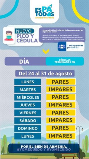 Pico y cédula hasta el lunes 31 de agosto Pico y cédula hasta el lunes 31 de agosto