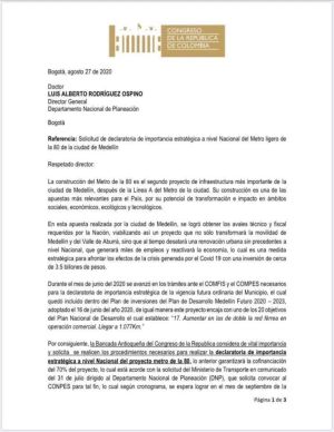 Bancada antioqueña solicita priorizar el Metro de la 80: Bancada antioqueña solicita a la Nación priorizar Metro de la 80 Bancada antioqueña solicita priorizar el Metro de la 80: Bancada antioqueña solicita a la Nación priorizar Metro de la 80