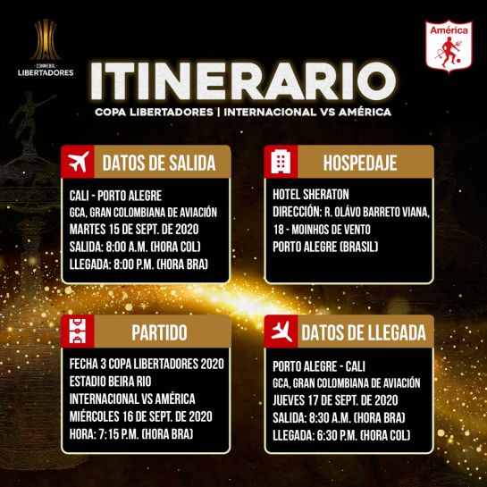 América de Cali: América de Cali se fue a Brasil para reiniciar Libertadores América de Cali: América de Cali se fue a Brasil para reiniciar Libertadores