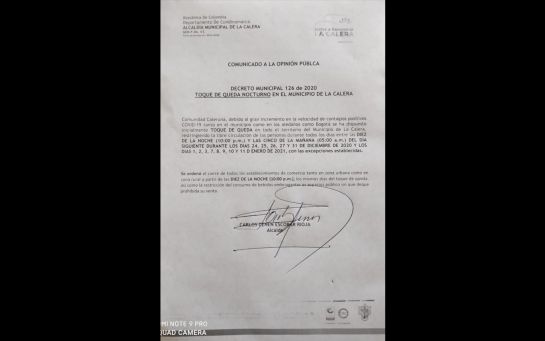 Medidas para Navidad: Decretan toque de queda nocturno en la Calera, desde el 24 de diciembre Medidas para Navidad: Decretan toque de queda nocturno en la Calera, desde el 24 de diciembre