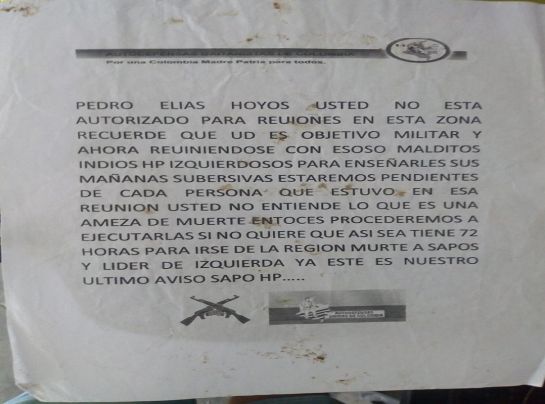 Este fue el mensaje amenazante Este fue el mensaje amenazante