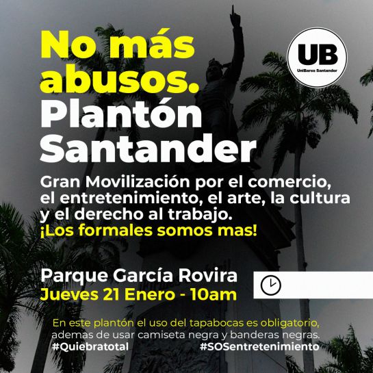 Plantón de bares por toque de queda que "nos quiebra" Plantón de bares por toque de queda que "nos quiebra"