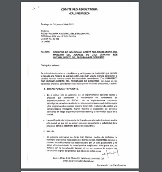 Imagen del documento enviado a la Registrduría Imagen del documento enviado a la Registrduría