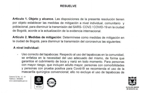 Nuevas medidas contra el Covid-19: Bogotá elimina toma de temperatura y otras “poco efectivas” contra el Covid Nuevas medidas contra el Covid-19: Bogotá elimina toma de temperatura y otras “poco efectivas” contra el Covid