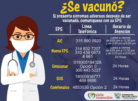 Contacto para informar síntomas adversos Contacto para informar síntomas adversos