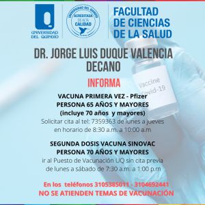Información sobre vacunación en Universidad del Quindío Información sobre vacunación en Universidad del Quindío