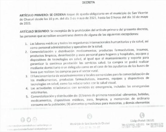 Municipio de Santander entró en confinamiento total por 7 días Municipio de Santander entró en confinamiento total por 7 días