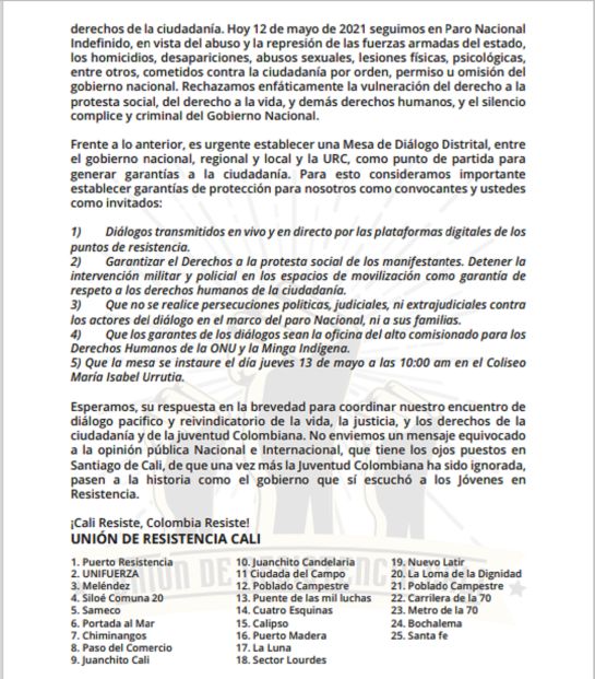 Carta al Gobierno Nacional Carta al Gobierno Nacional