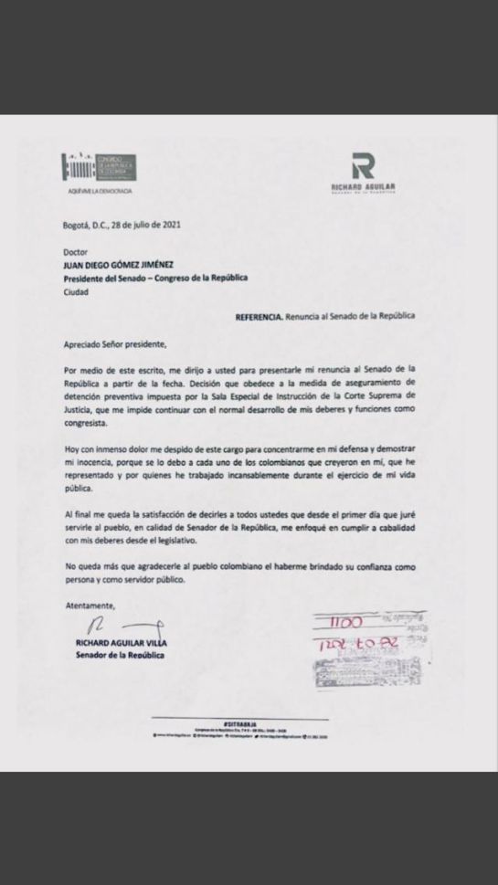 Richard Aguilar presentó su renuncia al Senado: Richard Aguilar presentó su renuncia al Senado Richard Aguilar presentó su renuncia al Senado: Richard Aguilar presentó su renuncia al Senado