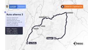 Ruta alterna por el cierre de la vía la línea Ruta alterna por el cierre de la vía la línea