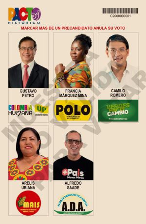 Muestra no válida para votar de la consulta del Pacto Histórico Muestra no válida para votar de la consulta del Pacto Histórico