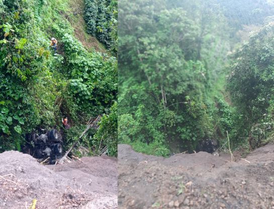 Tractocamión rueda por un abismo en la vía Anserma - Guática Tractocamión rueda por un abismo en la vía Anserma - Guática