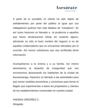 Se pronunció restaurante de Cabecera en donde fue atracada una familia Se pronunció restaurante de Cabecera en donde fue atracada una familia