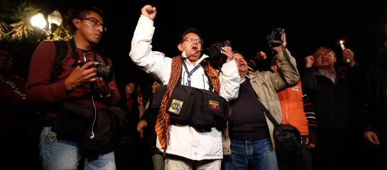 Periodistas reclaman en Quito liberación de colegas Periodistas reclaman en Quito liberación de colegas