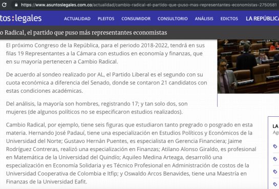 Hojas de vida de los congresistas colombianos.: Congresistas: El abogado, el economista y el administrador que no lo son Hojas de vida de los congresistas colombianos.: Congresistas: El abogado, el economista y el administrador que no lo son