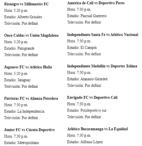 Dimayor adelantó la programación de la fecha 20 por el paro de futbolistas Dimayor adelantó la programación de la fecha 20 por el paro de futbolistas