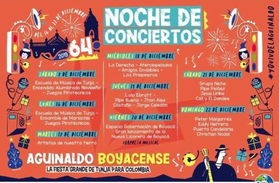 Artistas locales, nacionales e internacionales presentes en el 64 Aguinaldo Boyacense. Artistas locales, nacionales e internacionales presentes en el 64 Aguinaldo Boyacense.