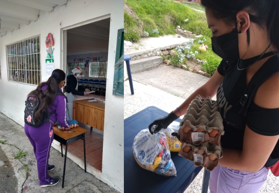 Madres reciben los alimentos del PAE para sus hijos en la Institución Educativa Departamental La Plazuela, de Cogua. Madres reciben los alimentos del PAE para sus hijos en la Institución Educativa Departamental La Plazuela, de Cogua.