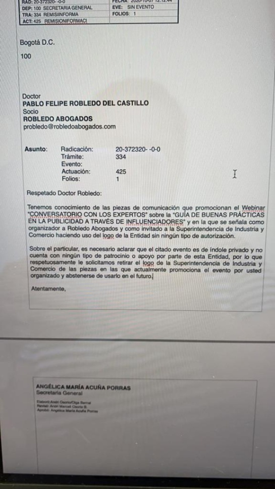 Confidenciales de las 12 Diana Calderón: Pablo Felipe Robledo y su lío con el logo de la Superintendencia Confidenciales de las 12 Diana Calderón: Pablo Felipe Robledo y su lío con el logo de la Superintendencia