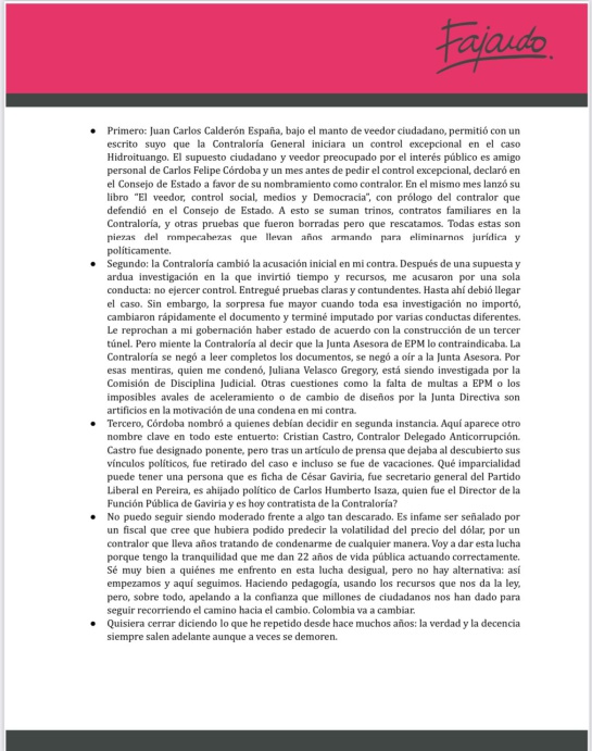 Comunicado Oficial Sergio Fajardo Comunicado Oficial Sergio Fajardo