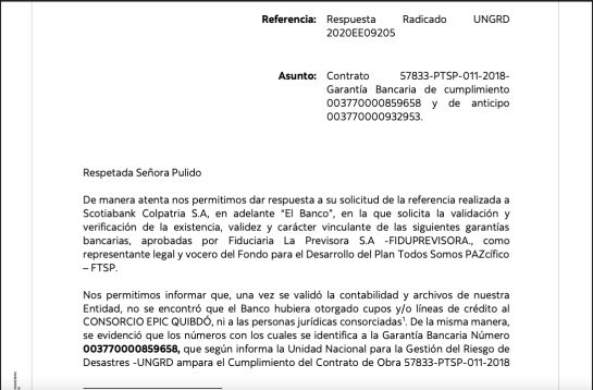 Las garantías bancarias falsas que enredan el alcantarillado de Quibdó Las garantías bancarias falsas que enredan el alcantarillado de Quibdó