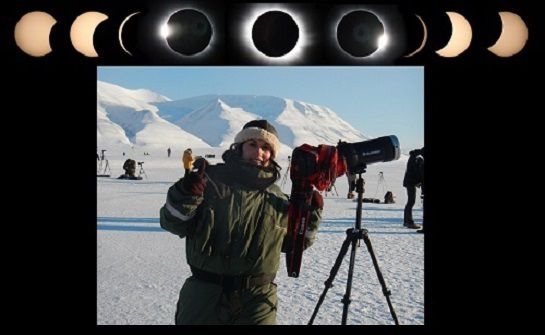 Diana fotografiando un eclipse solar en el Polo Norte. 2015 Diana fotografiando un eclipse solar en el Polo Norte. 2015
