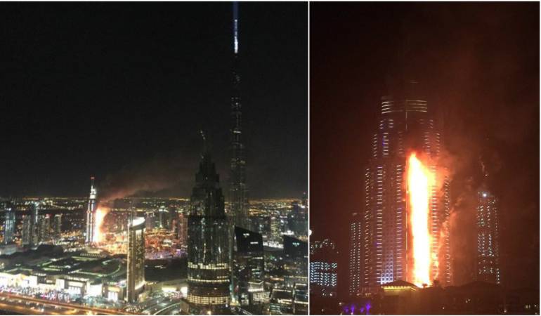 Dramático incendio en lujoso hotel de Dubai