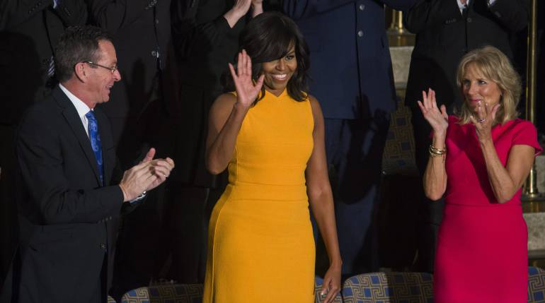 Michelle Obama en el discurso sobre el Estado de la Unión y su vestido que causó sensación.