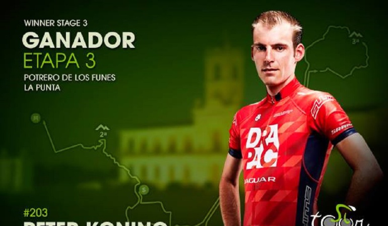 Tercera etapa Tour de San Luis: Koning gana la tercera etapa del Tour y es el nuevo líder; Gaviria fue segundo