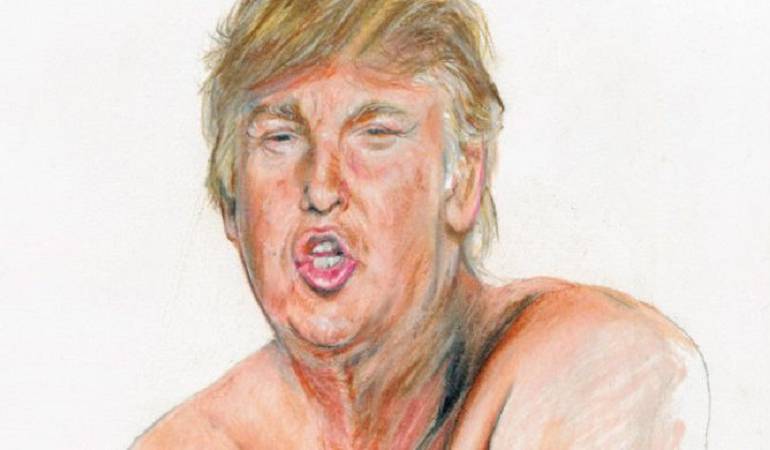 Fragmento de la polémica pintura sobre Donald Trump.