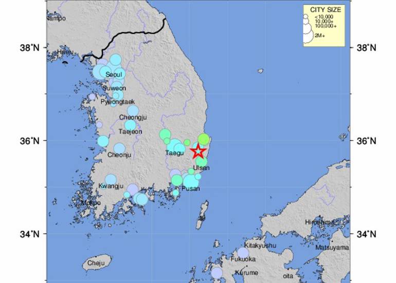 Un segundo terremoto de 5,8 grados sacude Corea del Sur