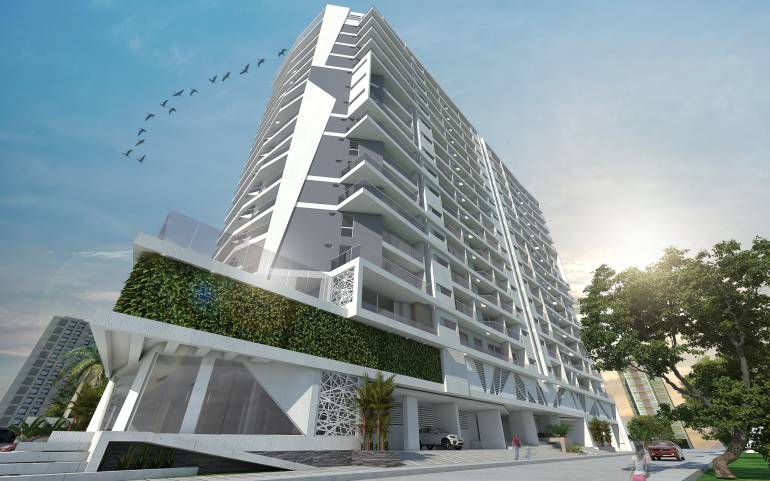 Cerca a la playa y a la Marina Internacional se construye el edificio Cristal