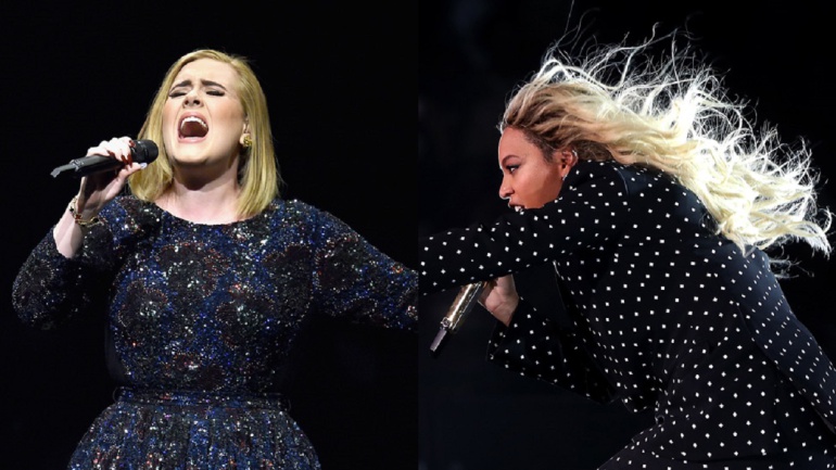 Las cantantes Adele y Beyoncé serán las protagonistas de la 59ª edición de los premios Grammy. Getty Images