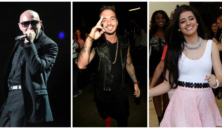 El cantante de ascendencias cubanas Pitbull, el reguetonero colombiano J Balvin y la ex integrante estadounidense con raíces latinas Camila Cabello.