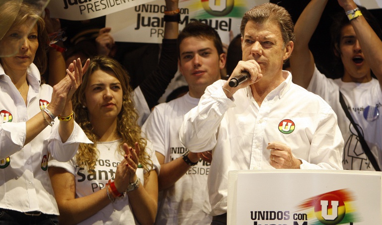 Juan Manuel Santos, en la campaña presidencial del 2010