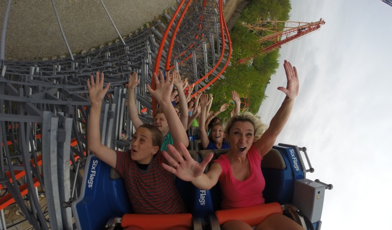 Una de las montañas rusas de "Six Flags New England".