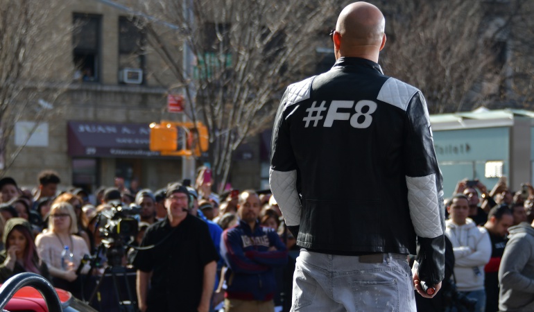 El actor Vin Diesel en la promoción de "The Fate Of The Furious".